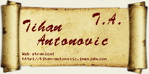 Tihan Antonović vizit kartica